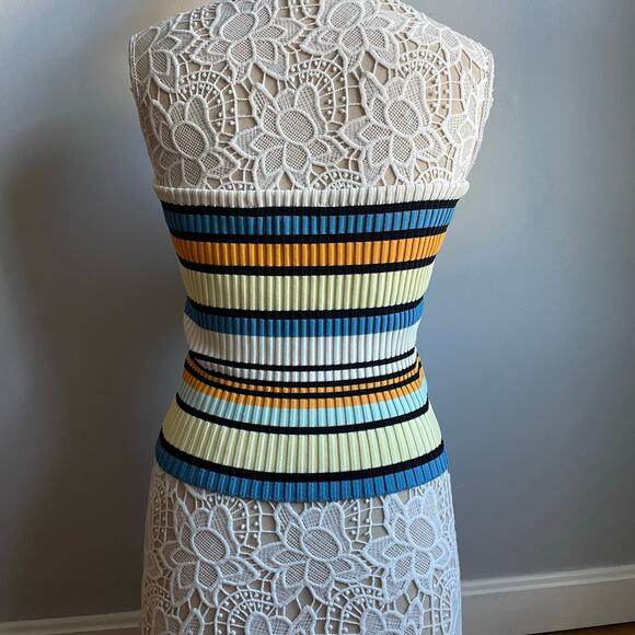 Solid & Striped Ribbed Striped 70s Style Tube Top Orange Blue Yellow sz Large - Picture 2 of 4